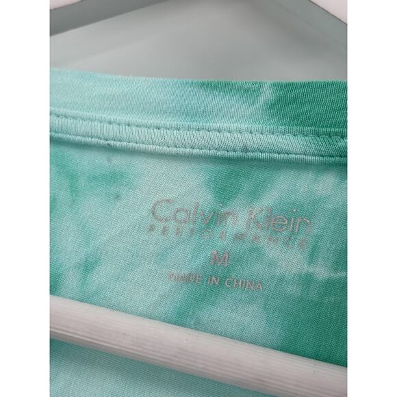 Calvin Klein T Shirt Womens Medium Blue Green Tie Dye Short Sleeves V Neck - Picture 9 of 16